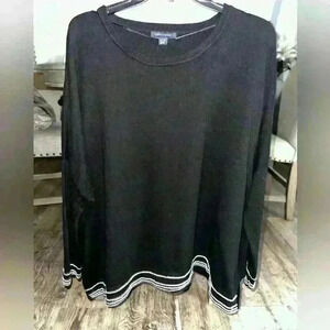 Women’s Tommy Hilfiger Striped Trim Poncho Sweater Med/large Black